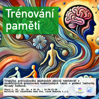 Tradiční procvičování mozkových závitů tentokrát v osvěžujících prostorách hodonínských lázní v podání lektorky Milady Češkové.